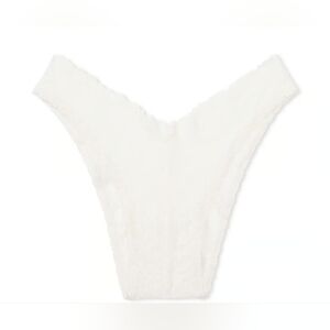 Victoria's Secret Pink Wink V Front Lace Brazilian, White, Size XL NWT